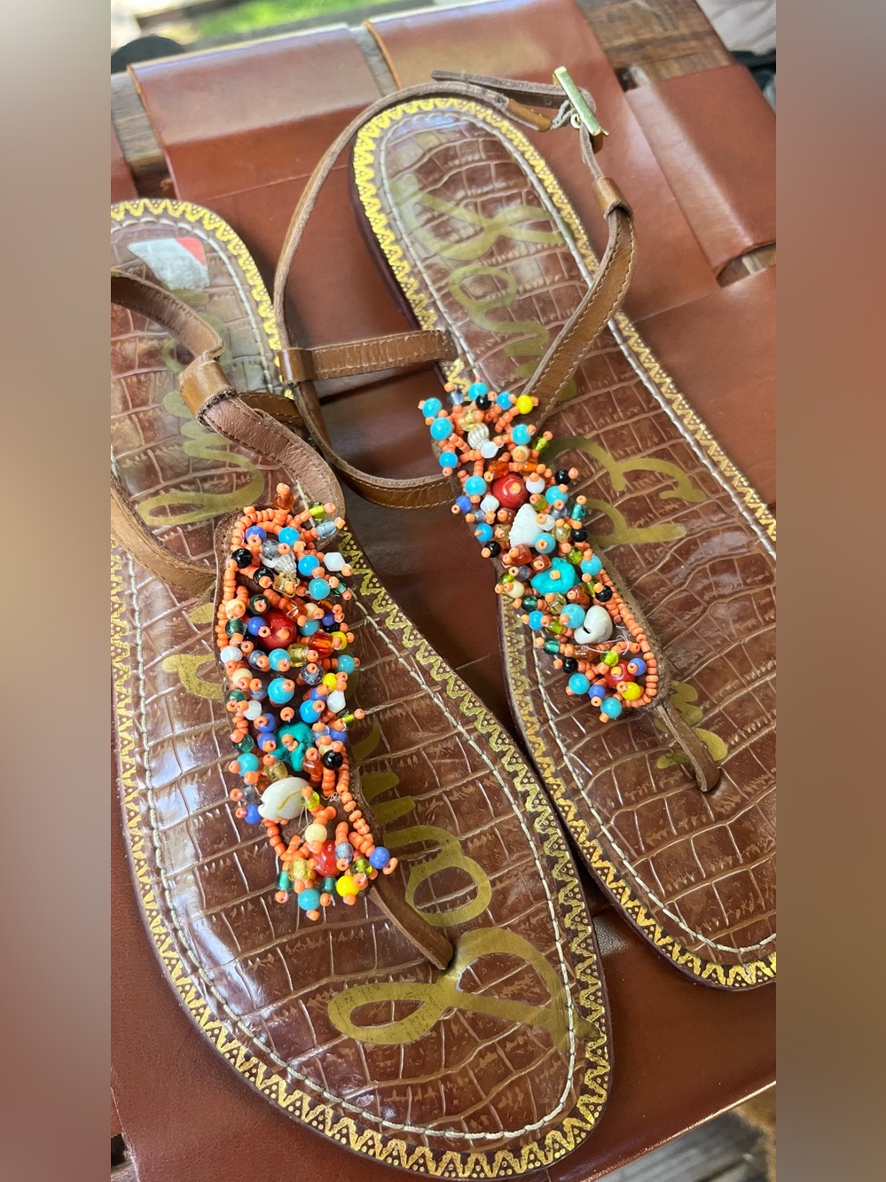 Sam Edelman Gabrielle beaded tropical sandals - Picture 2 of 7